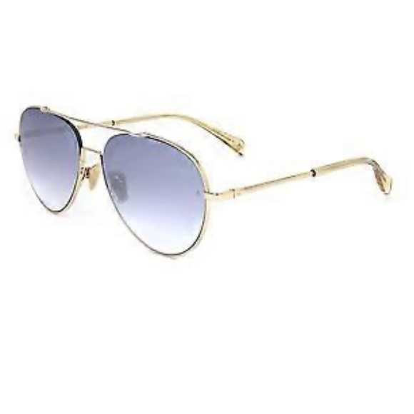 NWT Rag & Bone Aviator Sunglasses — Gold Frame Blue Gradient Lens Classic Luxury main image 11